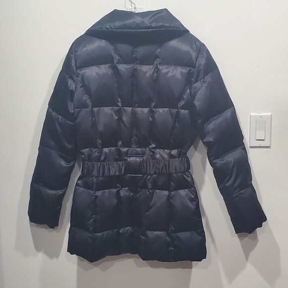 LAUNDRY by Shelli Segal Black Satin Down Cloud Quilted Puffer Coat - Picture 6 of 15